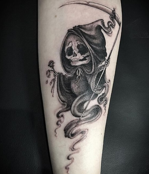 Grim Reaper Military hand Tattoo