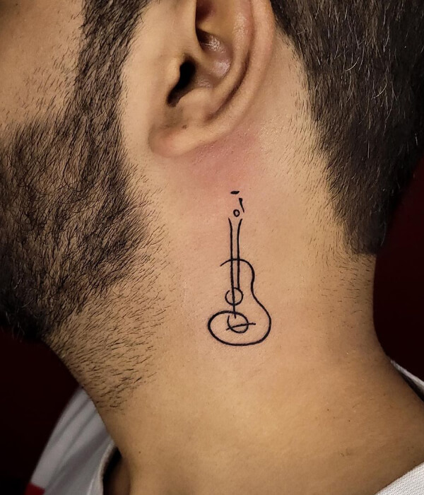 Guitar Neck Tattoo men