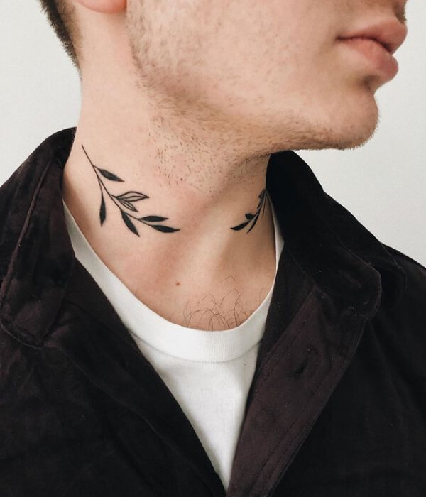 Leaf Neck Tattoo idea