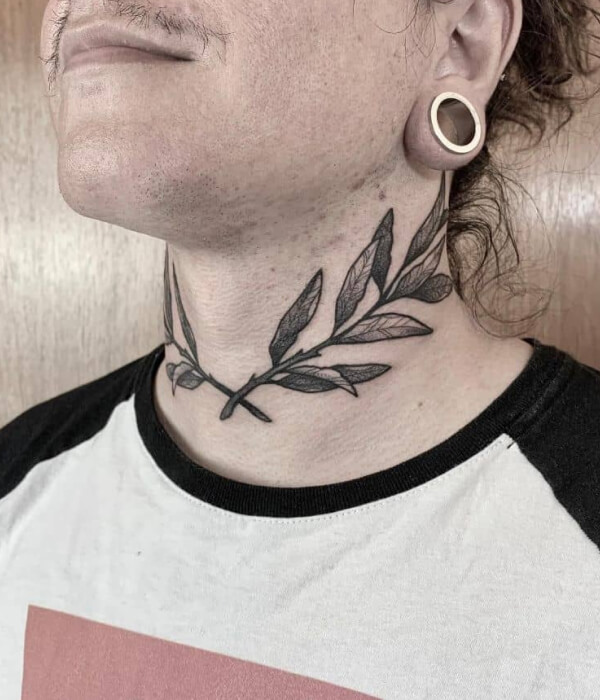 Leaf Neck Tattoo