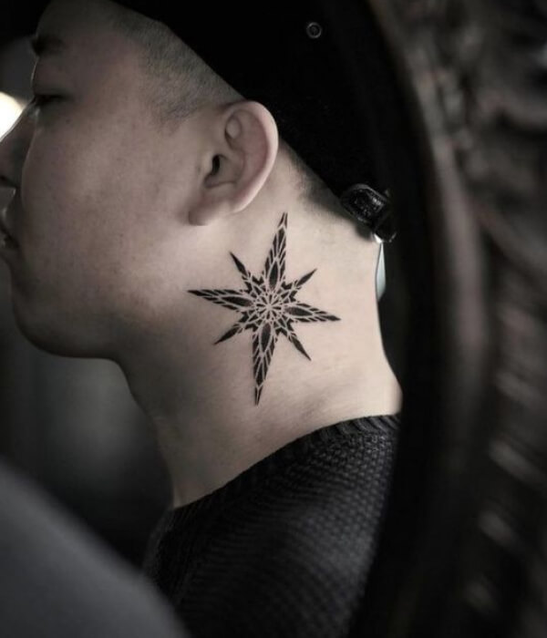 Mandala Neck Tattoo for men