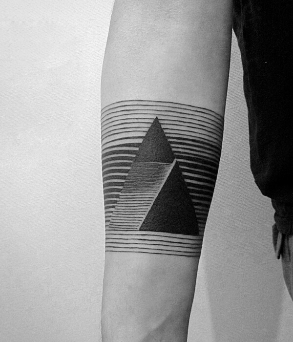 Medium-sized Line Triangle Tattoo on hand