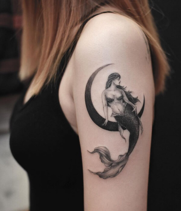 Mermaid with Crescent Moon Tattoo ideas