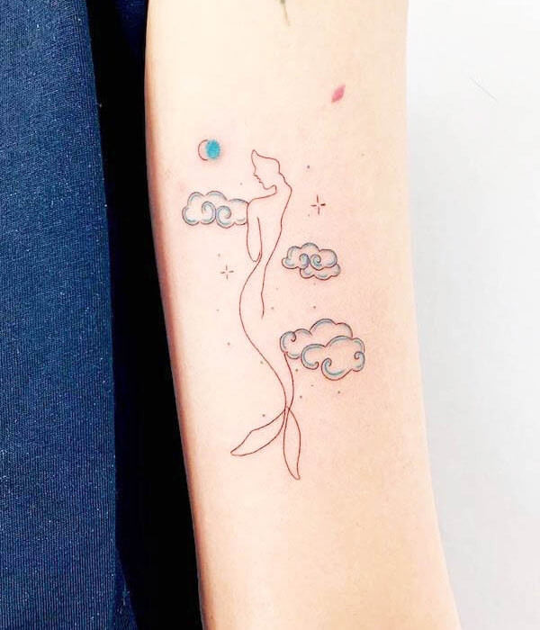 Minimalistic Mermaid Tattoo design