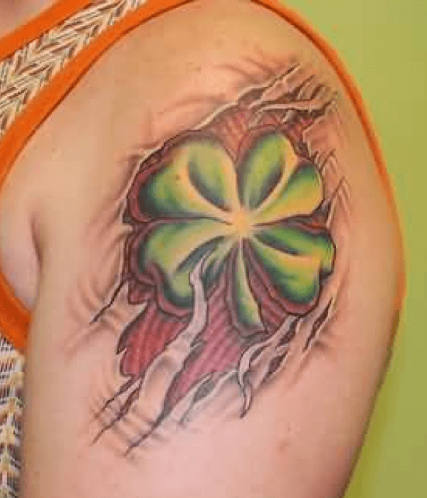 Ripped leaf tattoo design
