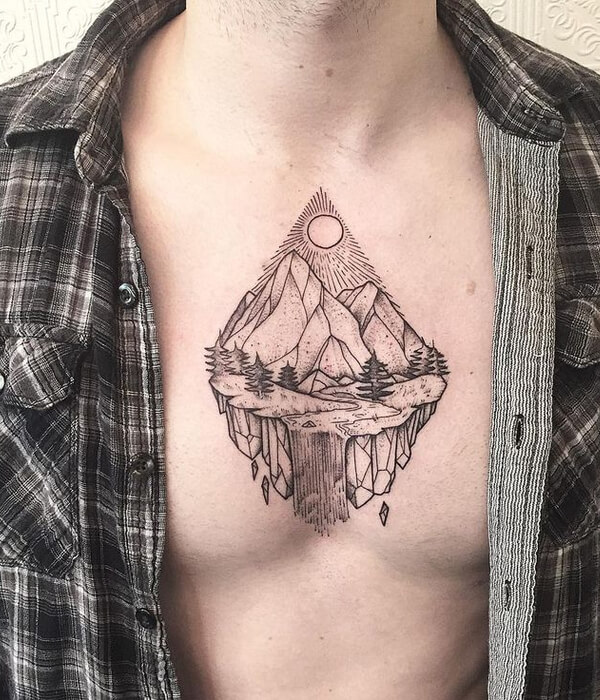 Scenic Triangle Tattoo on chest