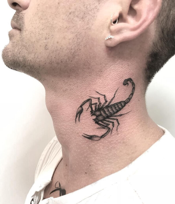 Scorpion Neck Tattoo for men
