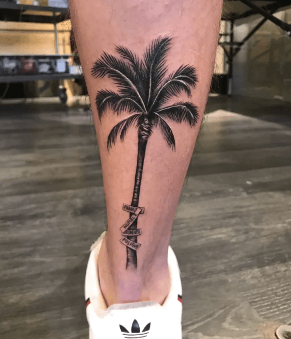 Shaded palm leaf tattoo ideas