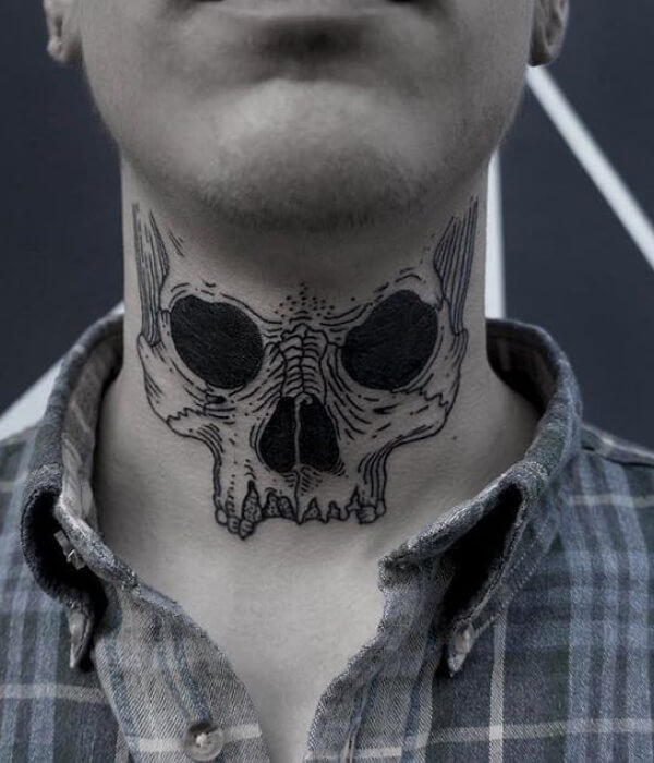 Skull Neck Tattoo for men