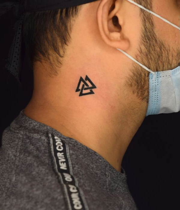 Triangle Tattoo on Neck design