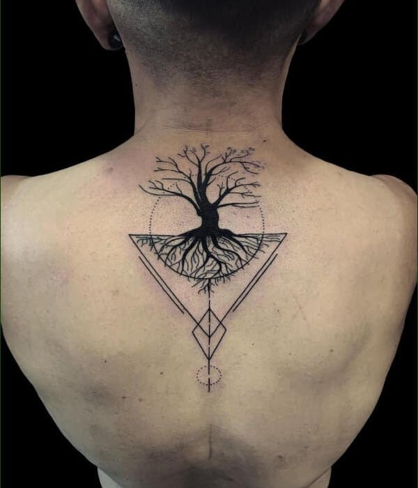 Triangle Tree back Tattoo
