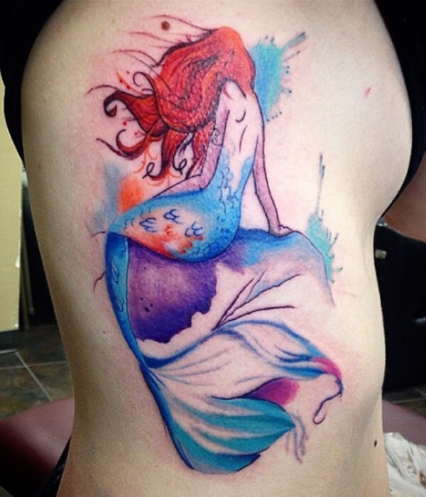 Watercolour Mermaid Tattoo design