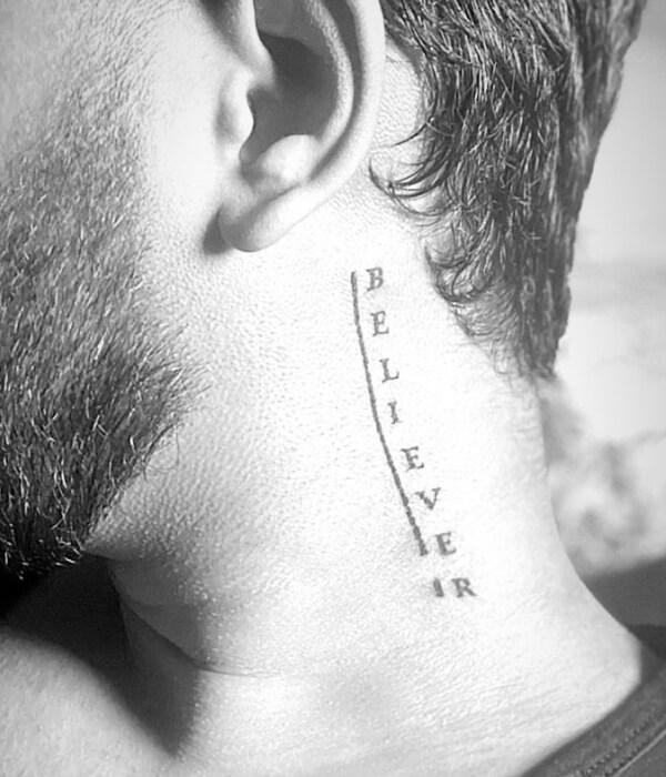 Words Neck Tattoo dark