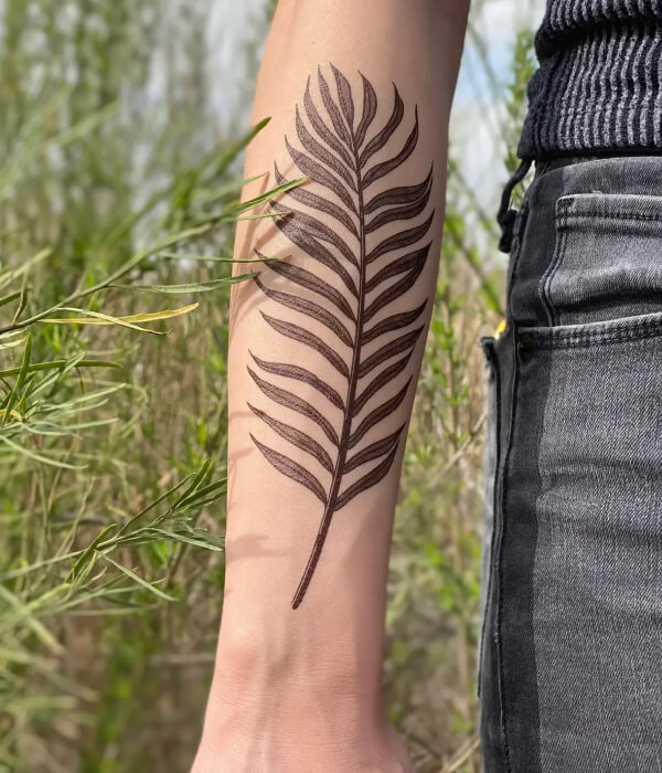 long leaf tattoo design