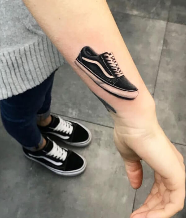 Black and White Shoe Tattoo