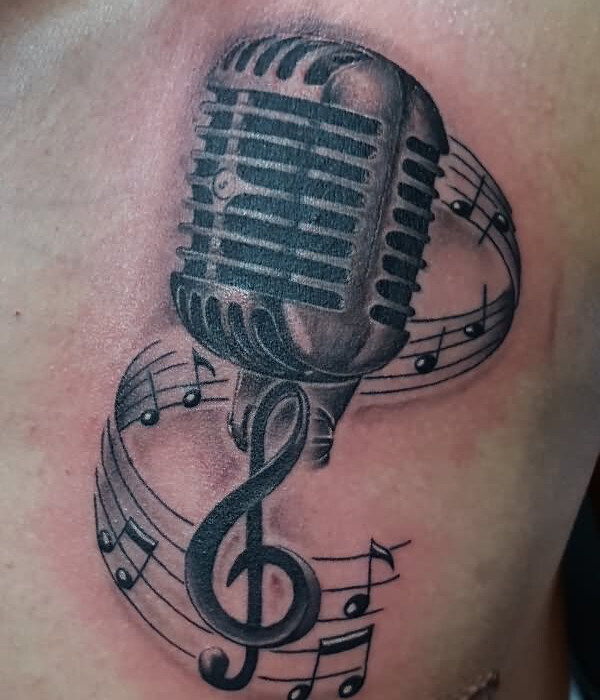 Chest Microphone Tattoos