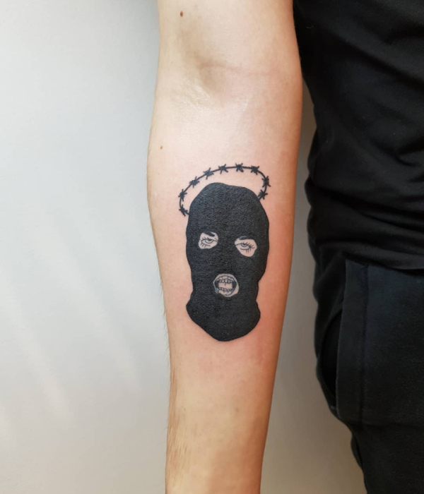 Classic Monochrome Ski Mask Tattoo