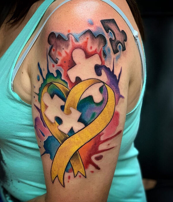 Colourful Puzzle Tattoo ideas