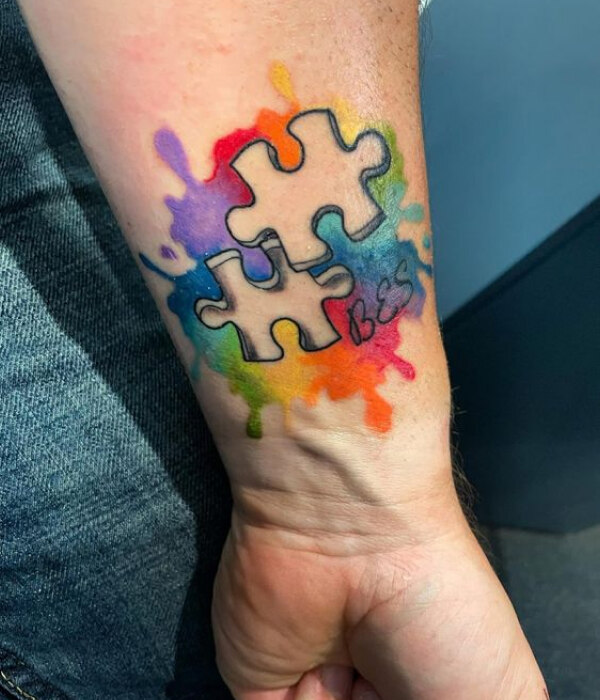 Colourful Puzzle Tattoo