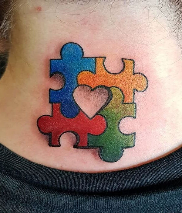 Custom 3D Puzzle Piece Tattoo