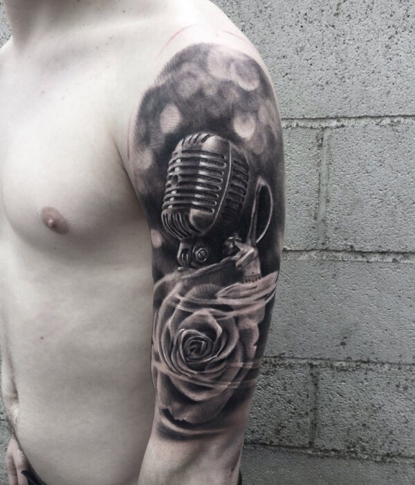 Full Sleeve Mic Tattoo ideas