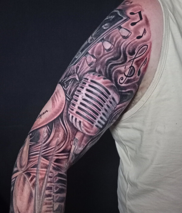 Full Sleeve Mic Tattoo