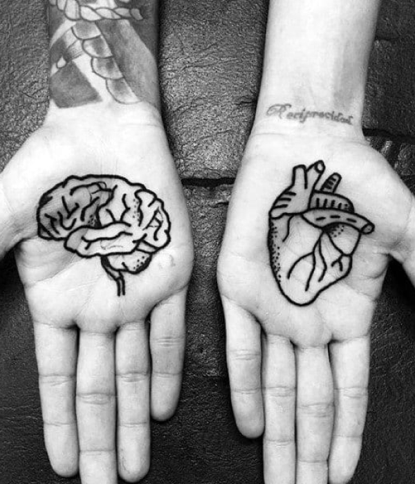 Heart palm tattoo