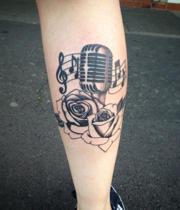 Microphone Tattoos on Calf ideas