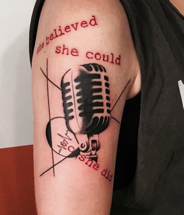 Microphone with Quote Tattoo ideas