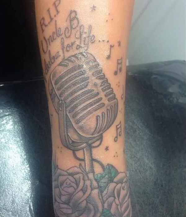 Microphone with Quote Tattoo