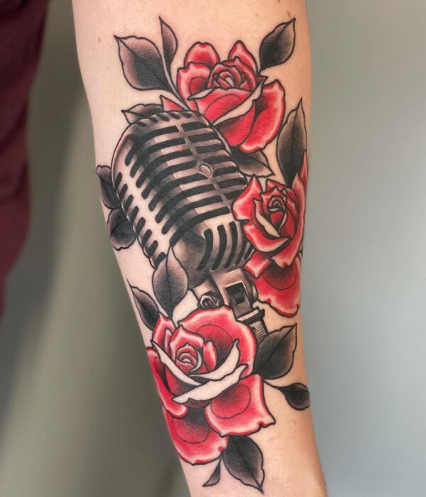 Microphone with Rose Tattoo