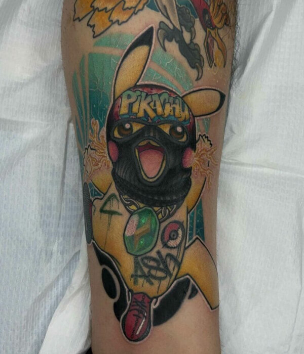 Pikachu Ski Mask Tattoo