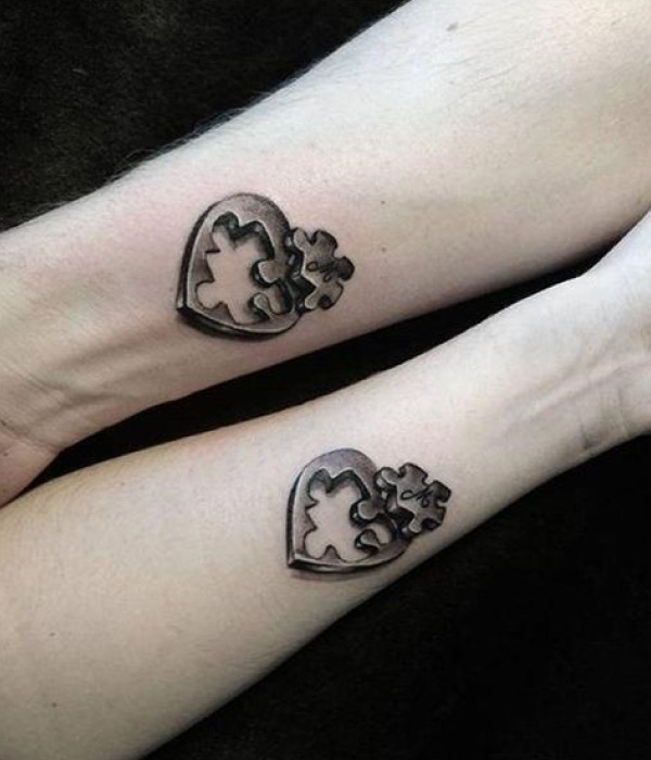 Puzzle Piece Matching Couple Tattoo design