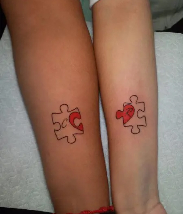 Puzzle Piece Matching Couple Tattoo ideas