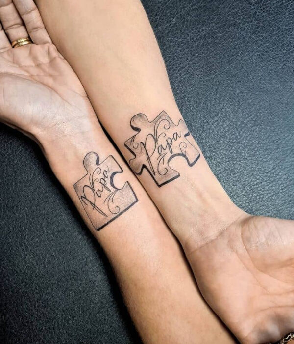 Puzzle Piece Matching Tattoo