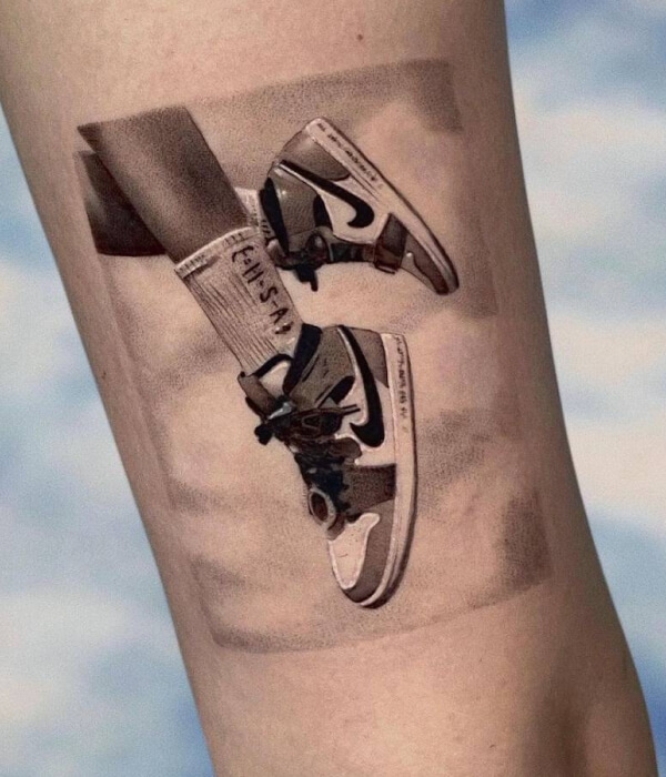 Realistic Shoe Tattoo