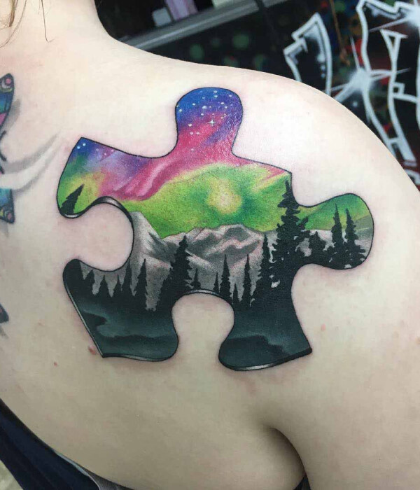 Shoulder Puzzle Piece Tattoo