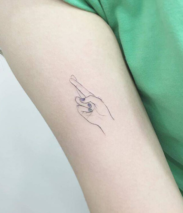 Simple Crossed Finger Tattoo
