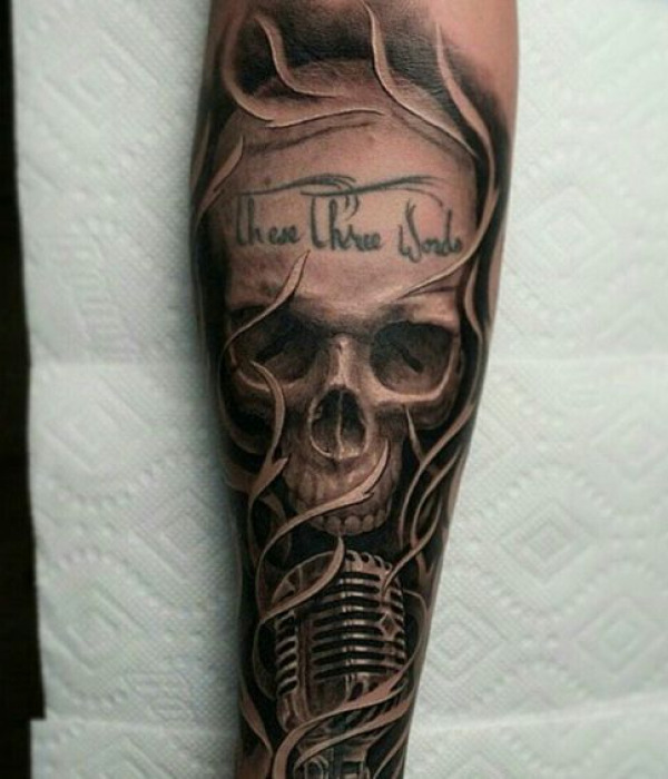 Skull Mic Tattoo