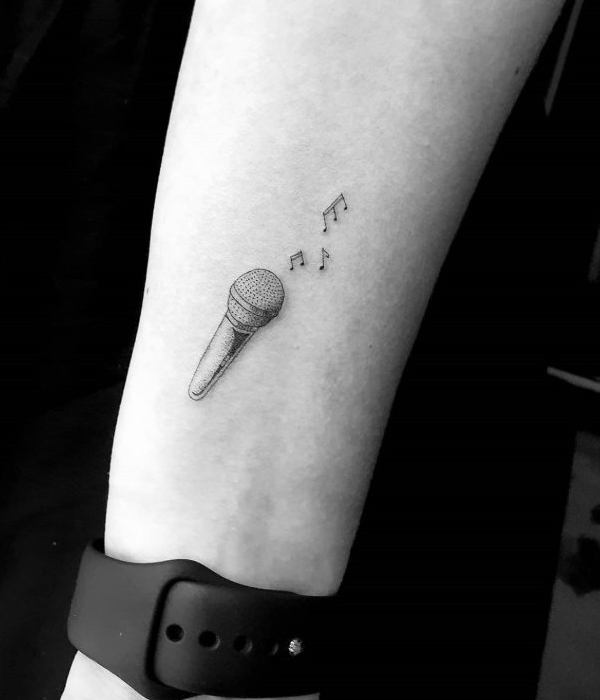 Tiny Microphone Tattoo