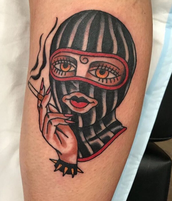 Woman In Mask Ski Mask Tattoo