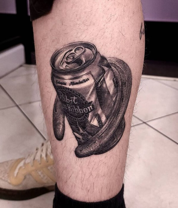 3D Beer Can Tattoo