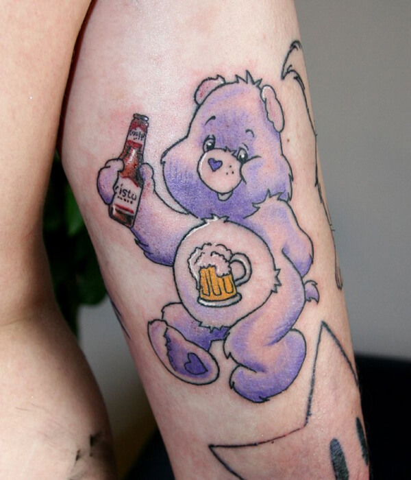 Bear with Beer Can Tattoo ideas