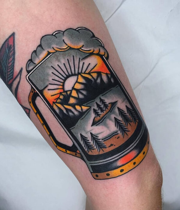 Beer Can With Scenery Tattoo ideas