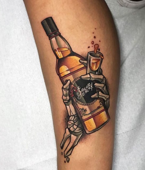 Beer Can With Skeletal Hand Tattoo ideas