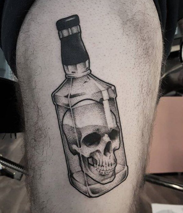 Beer Can With Skull Tattoo