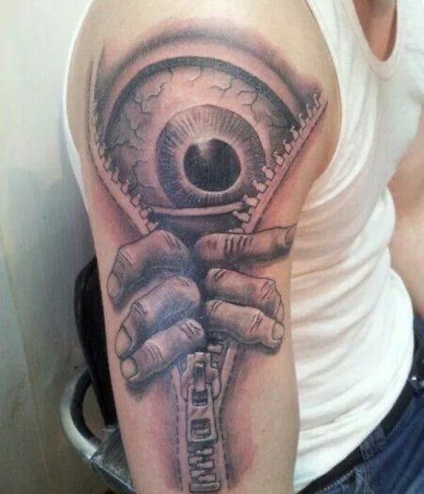 Big Scary Eye Zipper Tattoo ideas