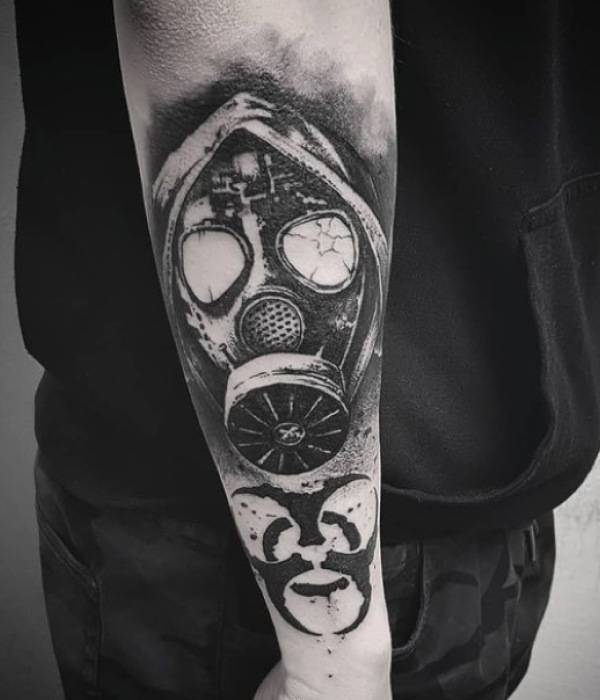 Black And Grey Zombie Gas Mask Tattoo ideas