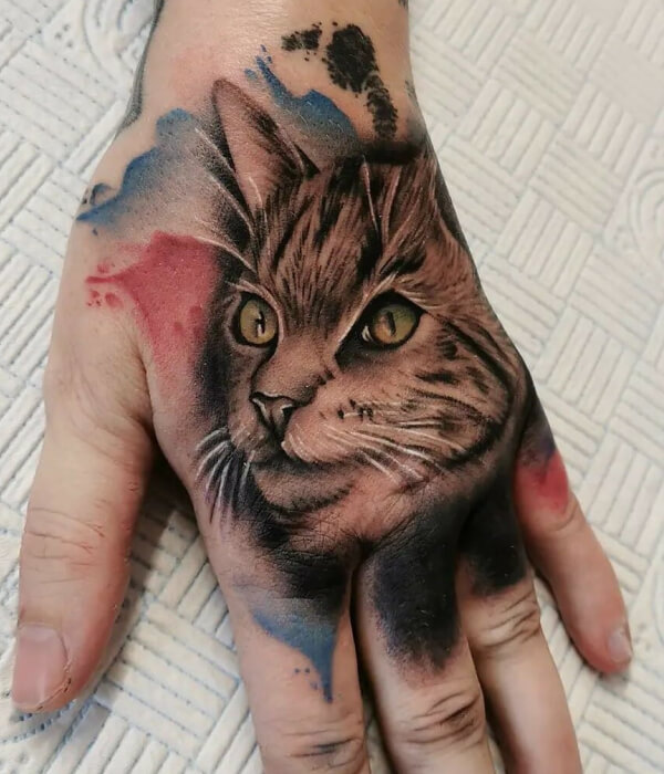 Cat Palm Tattoo