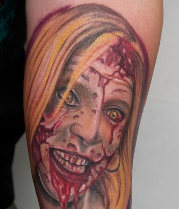 Colored Zombie Tattoo design